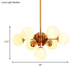 Vintage Milk Glass Chandelier Pendant Light With 7/13 Hanging Lights - Gold Finish
