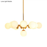 Vintage Milk Glass Chandelier Pendant Light With 7/13 Hanging Lights - Gold Finish