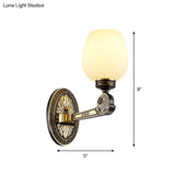 Vintage Milky Glass Oval Sconce Wall Light In Black And Gold For Living Room