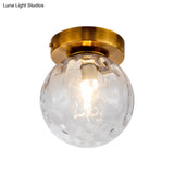 Vintage Modo Clear Dimpled Glass Ceiling Light Fixture With Brass Flush Mount