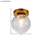 Vintage Modo Clear Dimpled Glass Ceiling Light Fixture With Brass Flush Mount