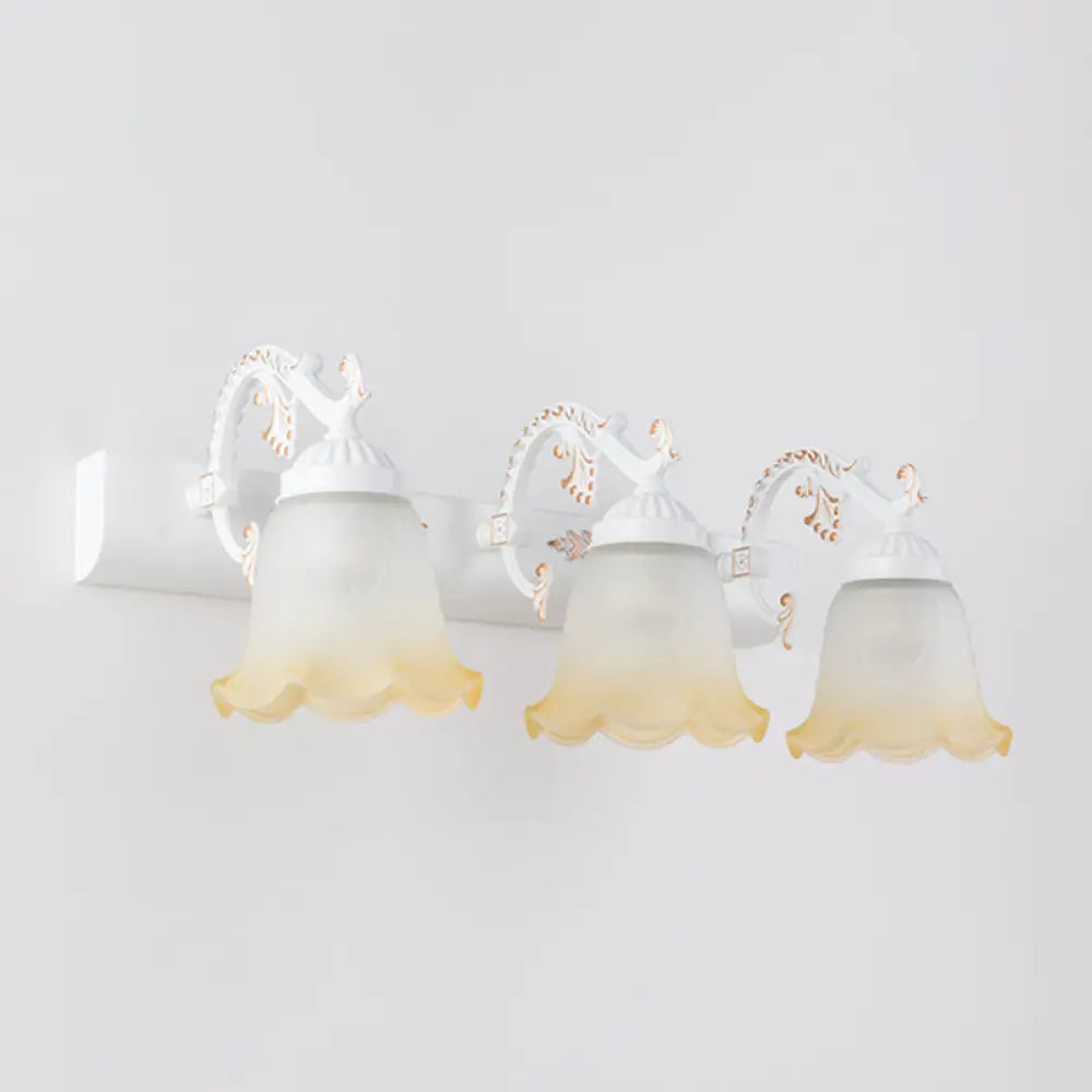 Vintage Ombre Frosted Glass Wall Mount Vanity Light For Bathroom 3 / White