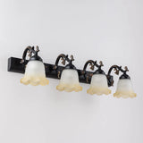 Vintage Ombre Frosted Glass Wall Mount Vanity Light For Bathroom 4 / Black