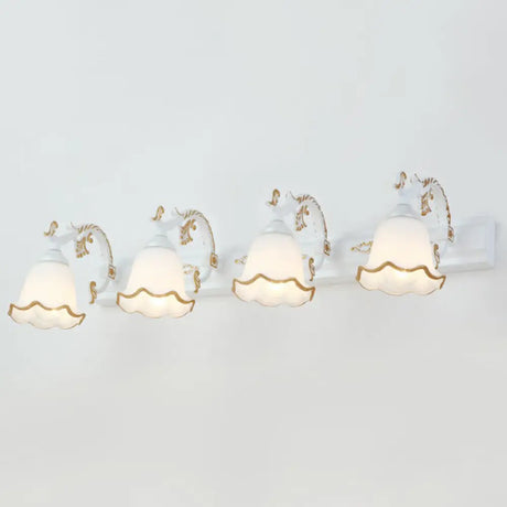 Vintage Opal Glass Floral Wall Sconce For Bathroom Vanity Lighting 4 / White Morning Glory