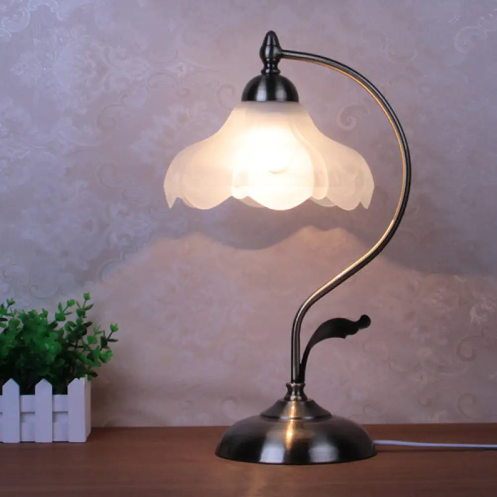 Vintage Opal Glass Nightstand Lamp - 1-Light Table Lighting For Living Room Bronze / A