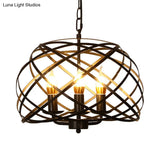 Vintage Open Cage Hanging Light With 3 Candle Chandelier Heads - Stylish & Elegant Black Design
