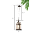 Vintage Outdoor Hanging Pendant Light With Clear Glass Birdcage Design Black / 8