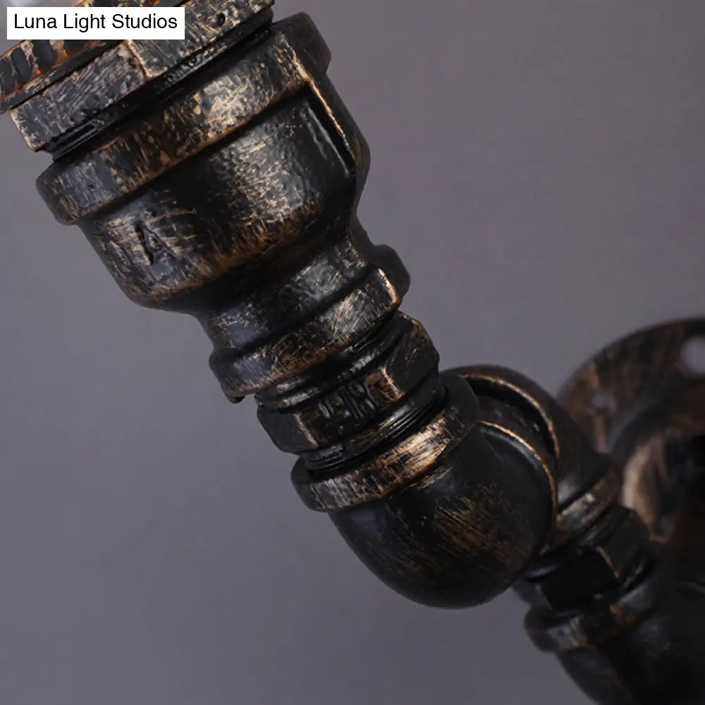 Vintage Plumbing Pipe Iron Wall Light In Bronze - Perfect For Corridors