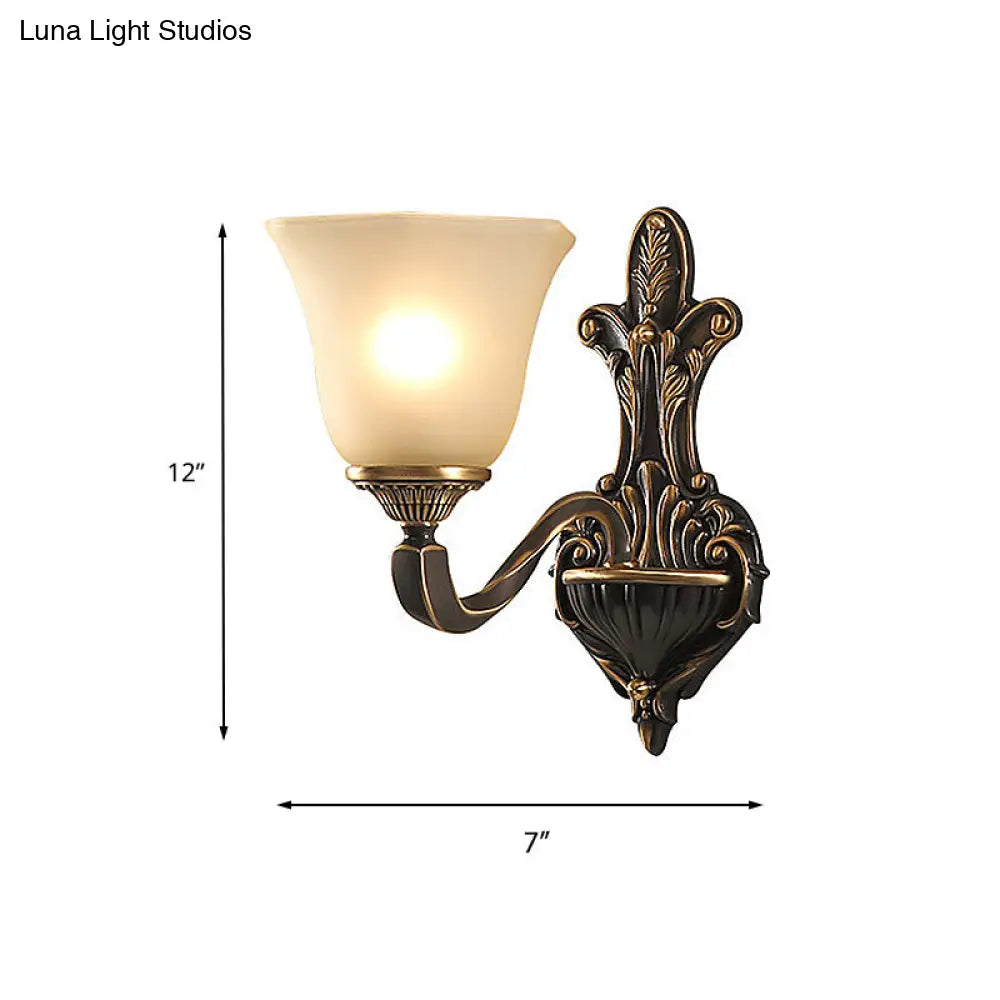 Vintage Porch Wall Sconce With Frosted Glass In Bronze - 1/2-Light Light Fixture