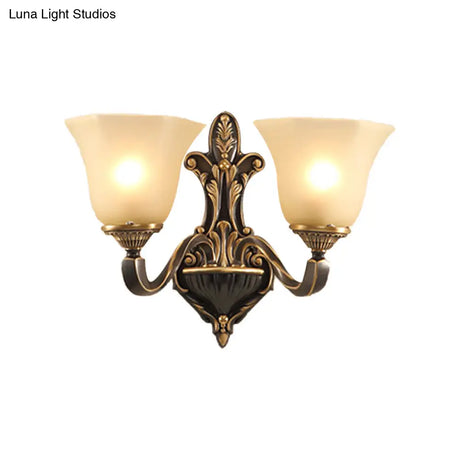 Vintage Porch Wall Sconce With Frosted Glass In Bronze - 1/2-Light Light Fixture