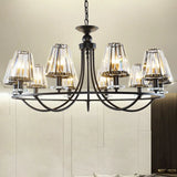 Vintage Prismatic Crystal Tapered Chandelier With Black Hanging Ceiling Light - 4/6/8 Lights 10 /