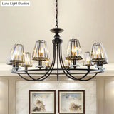 Vintage Prismatic Crystal Tapered Chandelier With Black Hanging Ceiling Light - 4/6/8 Lights