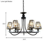 Vintage Prismatic Crystal Tapered Chandelier With Black Hanging Ceiling Light - 4/6/8 Lights