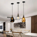 Vintage Raindrop Glass Pendant Lamp With Amber/Clear/Smoke Grey Shades And Flexible Arm Amber
