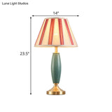 Vintage Red Conical Shade Nightstand Lamp For Your Living Room