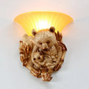 Vintage Resin Bear Mom And Baby Sconce Light - Golden Wall Mount Lighting Gold