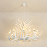 Vintage Resin Chandelier - Retro Dining Pendant Light Fixture In Deer Horn Shape 15 / White