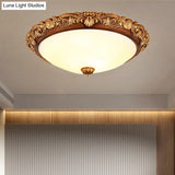 Vintage Resin Led Brown Flushmount Conical Ceiling Light Fixture For Bedrooms