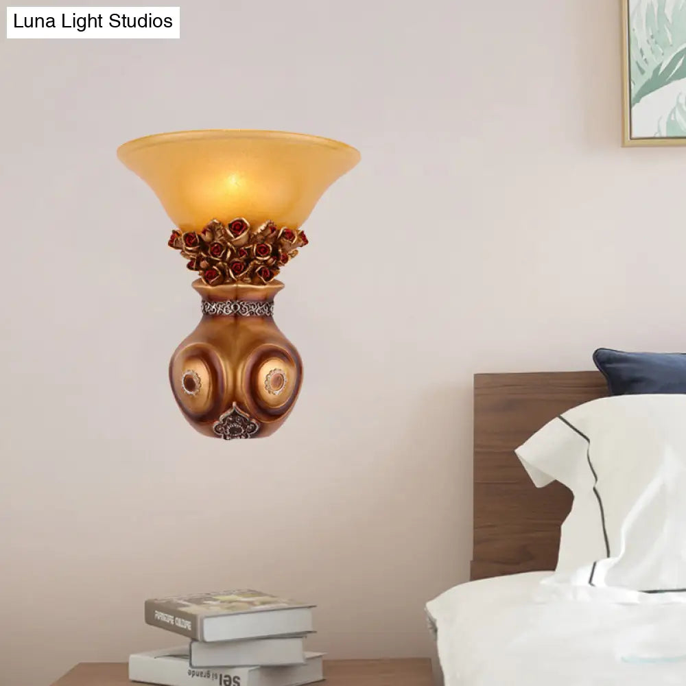 Vintage Resin Wall Mount Sconce Light - Bronze Finish 1-Head Fixture