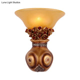Vintage Resin Wall Mount Sconce Light - Bronze Finish 1-Head Fixture