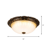 Vintage Ribbed Glass Ceiling Lamp With Led In Brown - 14/16 Flush Mount