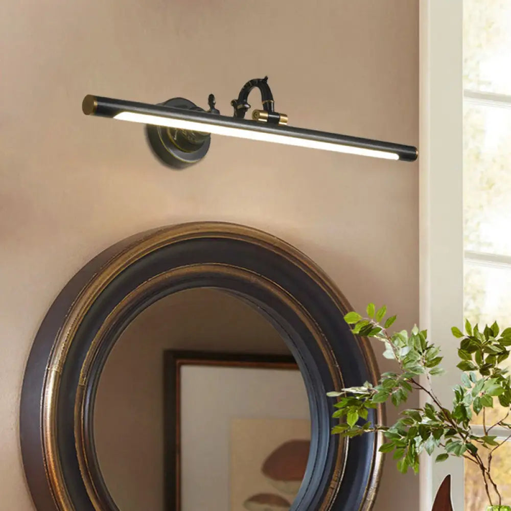 Vintage Rotating Wall Vanity Mirror Light In Antique Brass/Black - Available 3 Sizes Black / 18
