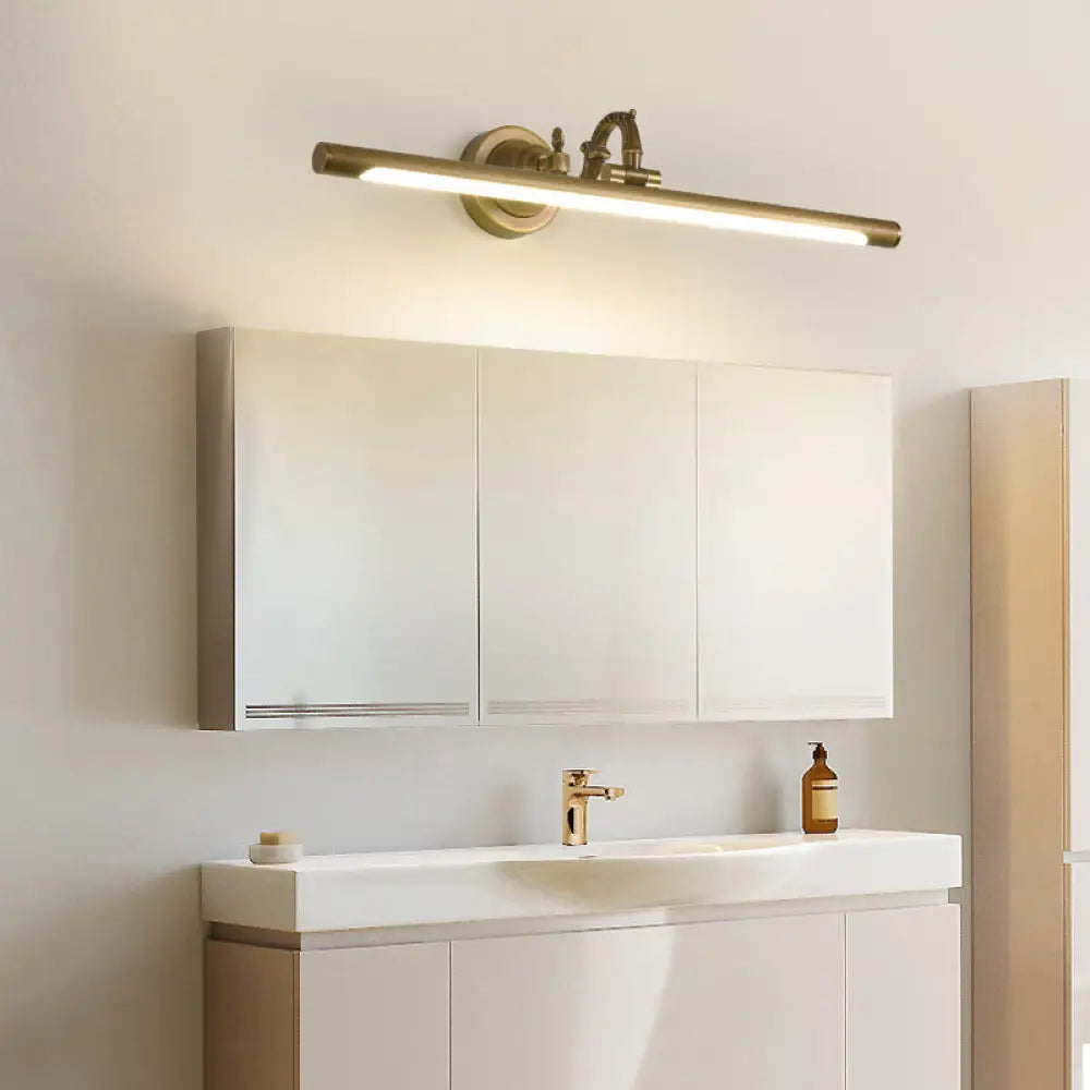 Vintage Rotating Wall Vanity Mirror Light In Antique Brass/Black - Available 3 Sizes Brass / 23