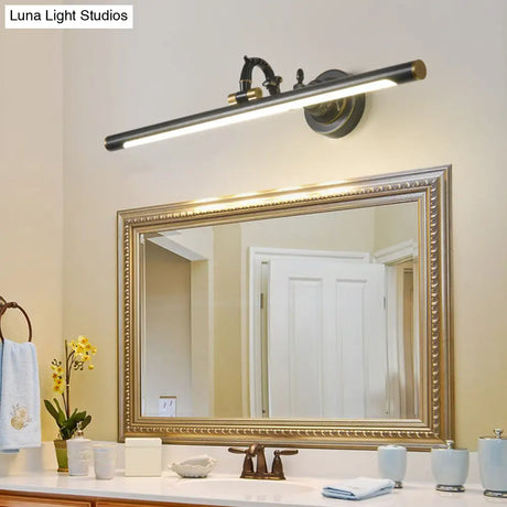Vintage Rotating Wall Vanity Mirror Light In Antique Brass/Black - Available 3 Sizes