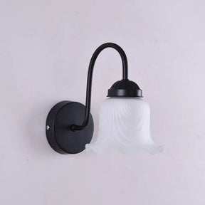 Vintage Ruffled Wall Mount Milk Glass Vanity Sconce With Gooseneck Arm For Bathroom Lighting 1 /