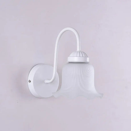 Vintage Ruffled Wall Mount Milk Glass Vanity Sconce With Gooseneck Arm For Bathroom Lighting 1 /