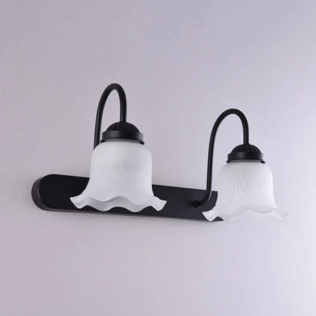 Vintage Ruffled Wall Mount Milk Glass Vanity Sconce With Gooseneck Arm For Bathroom Lighting 2 /
