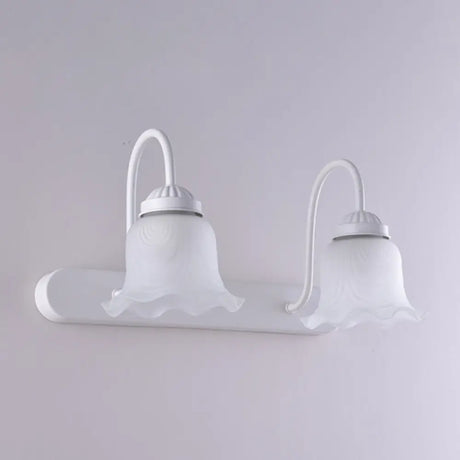 Vintage Ruffled Wall Mount Milk Glass Vanity Sconce With Gooseneck Arm For Bathroom Lighting 2 /
