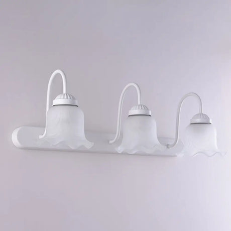 Vintage Ruffled Wall Mount Milk Glass Vanity Sconce With Gooseneck Arm For Bathroom Lighting 3 /
