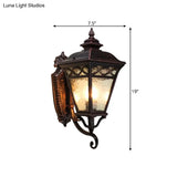Vintage Rust Finish Lantern Wall Light Sconce With Clear Water Glass And 1-Bulb Mount
