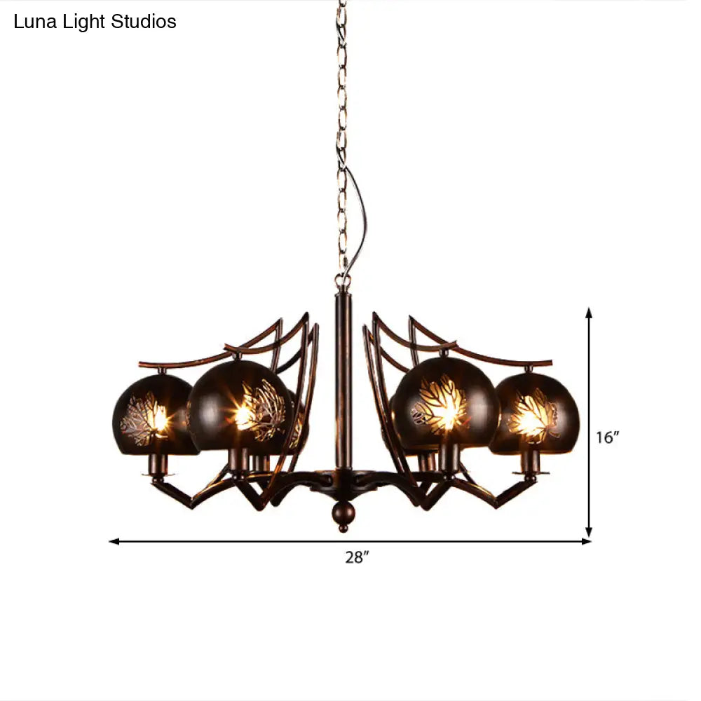 Vintage Rustic 6-Light Metal Hanging Chandelier – Bubbled Etched Ceiling Light For Dining Room