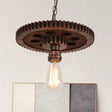 Vintage Rustic Bare Bulb Hanging Light With Iron Gear Decoration Rust