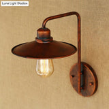 Vintage Rustic Iron Flared Wall Lamp With Angle Arm - Black/White 1 Bulb Ideal For Living Room