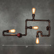 Vintage Rustic Iron Pipe Wall Light Fixture With 4 Lights And Valve Handle For Restaurants Rust