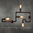 Vintage Rustic Iron Pipe Wall Light Fixture With 4 Lights And Valve Handle For Restaurants Rust