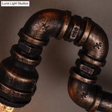 Vintage Rustic Iron Pipe Wall Light Fixture With 4 Lights And Valve Handle For Restaurants