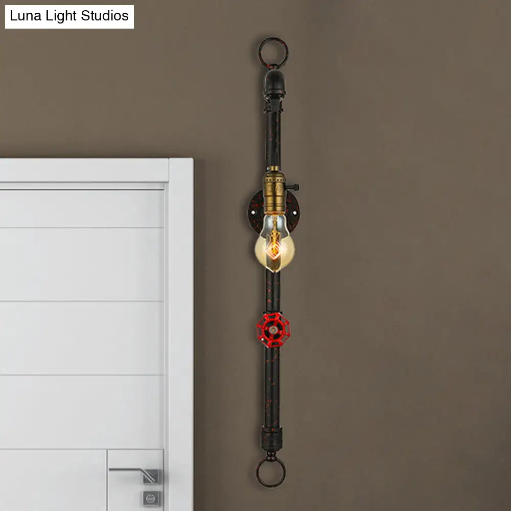 Vintage Rustic Wall Sconce With Pipe Valve And 1 Light For Living Room Décor