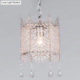 Vintage Scallop Suspension Chandelier With Crystal Beads - Silver Finish 3 Bulbs