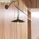 Vintage Scalloped Black Wall Sconce Light With Metallic Finish And 1 Bulb For Dining Table 10/14