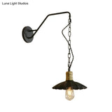 Vintage Scalloped Black Wall Sconce Light With Metallic Finish And 1 Bulb For Dining Table 10/14