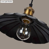 Vintage Scalloped Edge Hanging Lamp: Single-Bulb Iron Pendant For Restaurants