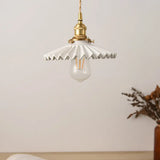 Vintage Scalloped Shade Pendant Ceiling Light - Single Hanging Lamp For Dining Room In Black/White