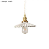Vintage Scalloped Shade Pendant Ceiling Light - Single Hanging Lamp For Dining Room In Black/White