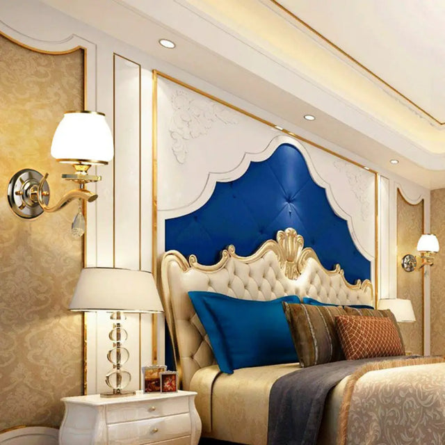 Vintage Sconce Lighting: Wall-Mounted Gold Light With Tapered White Glass Shade For Living Room 1 /