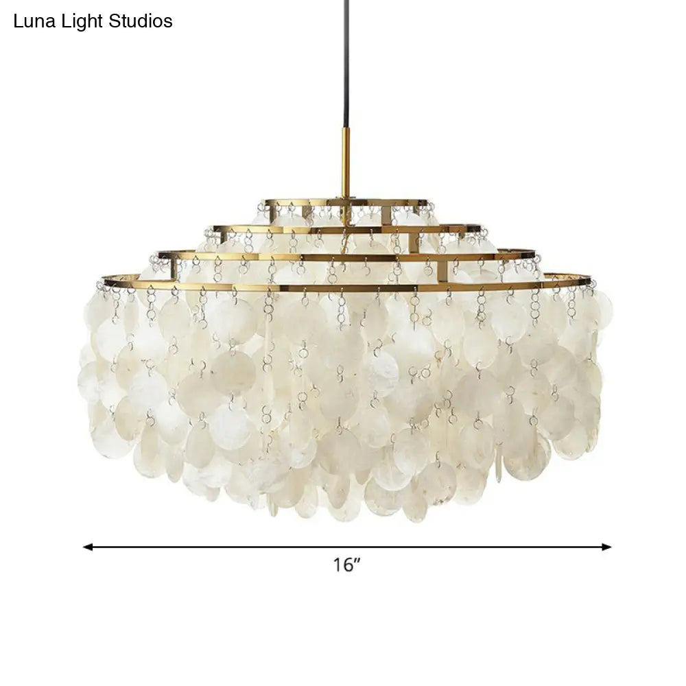 Vintage Shell Chandelier - 6-Light White Dining Room Lighting