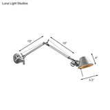 Vintage Silver Conical Wall Sconce With Swing Arm - 1 Bulb Light For Living Room